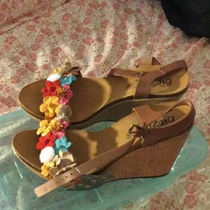 Floral Leather Wedge Heels made in Spain